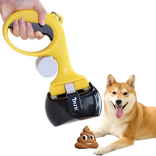 Dog poop scooper with cleaning bags