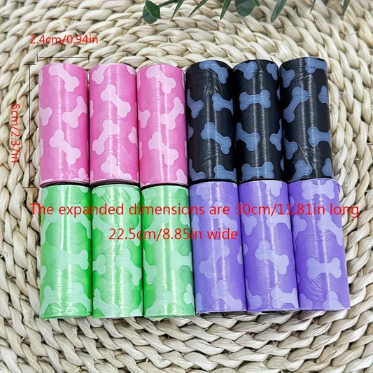 Colored Pet Waste Bone-Printed Rolls 4 Rolls/Bag