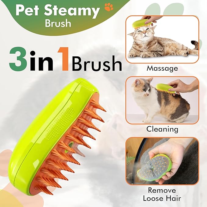 Steam Brush for Pet Shedding hair, 3 in 1 Steam Brush