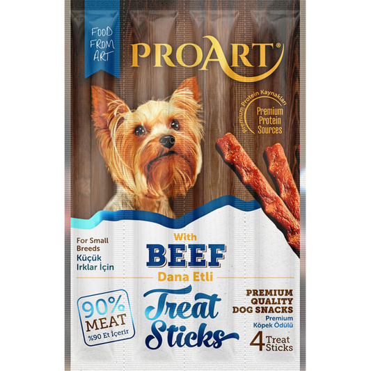 ProArt Chewable Treat Sticks with Beef for Small Breed Adult Dogs 4 sticks